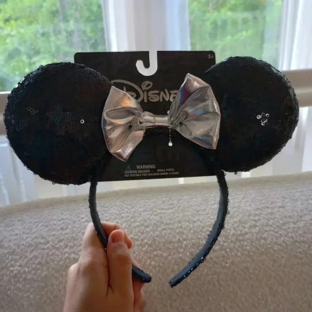 Black silver mini Mickey Mouse girls collector headbands sequins Disney princess